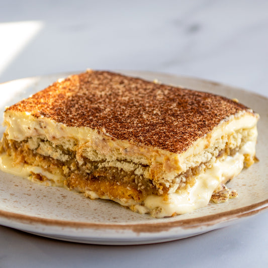 Delicious Date Tiramisu made with Linah Farms' Extra Juicy Medjool Dates, coffee-soaked biscuits, and creamy layers.