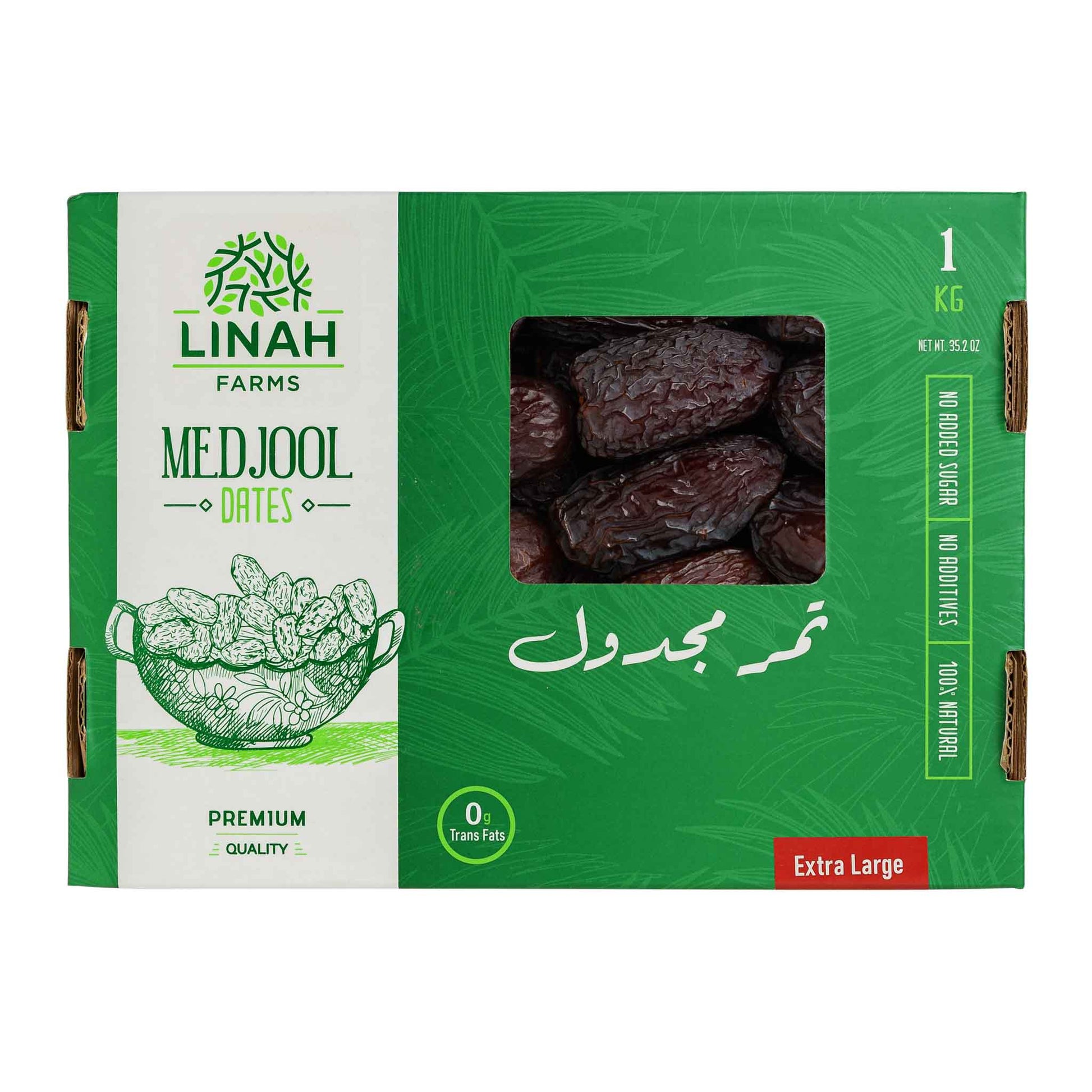 Extra Large Medjools Dates box 1 kg with white background 