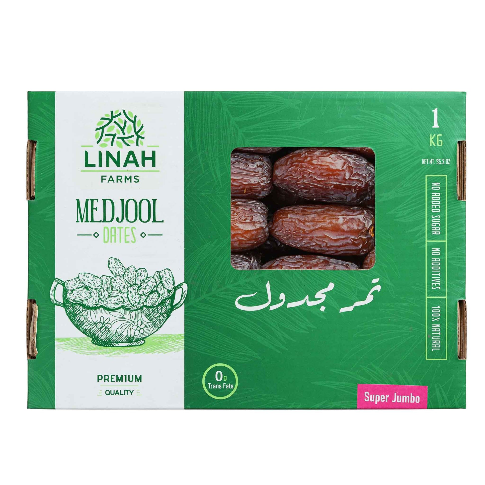 Linah Farms' Super Jumbo Premium Medjool dates 1 kg box