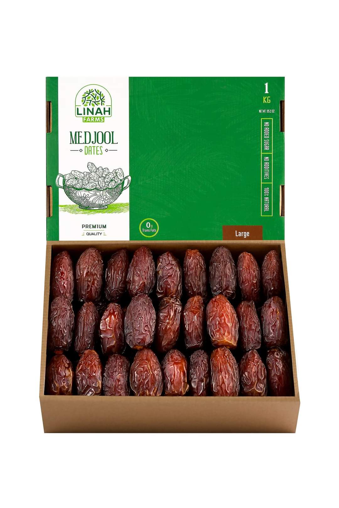 Linah Farms Open Box of Large Medjools, 1Kg box
